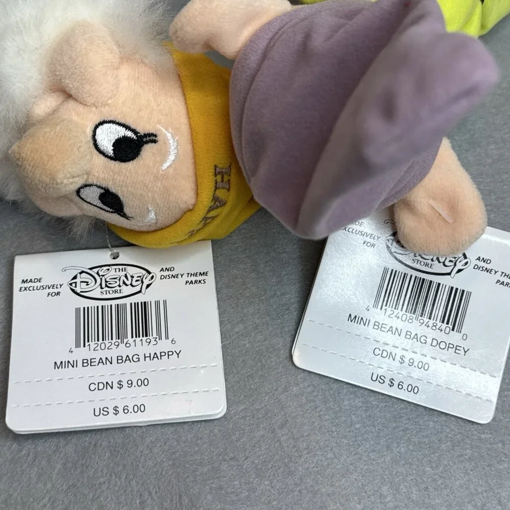 Snow White 7 Dwarfs Prince Witch Disney Store Bean Bag Plush Stuffed Set of 10 - Picture 5 of 16